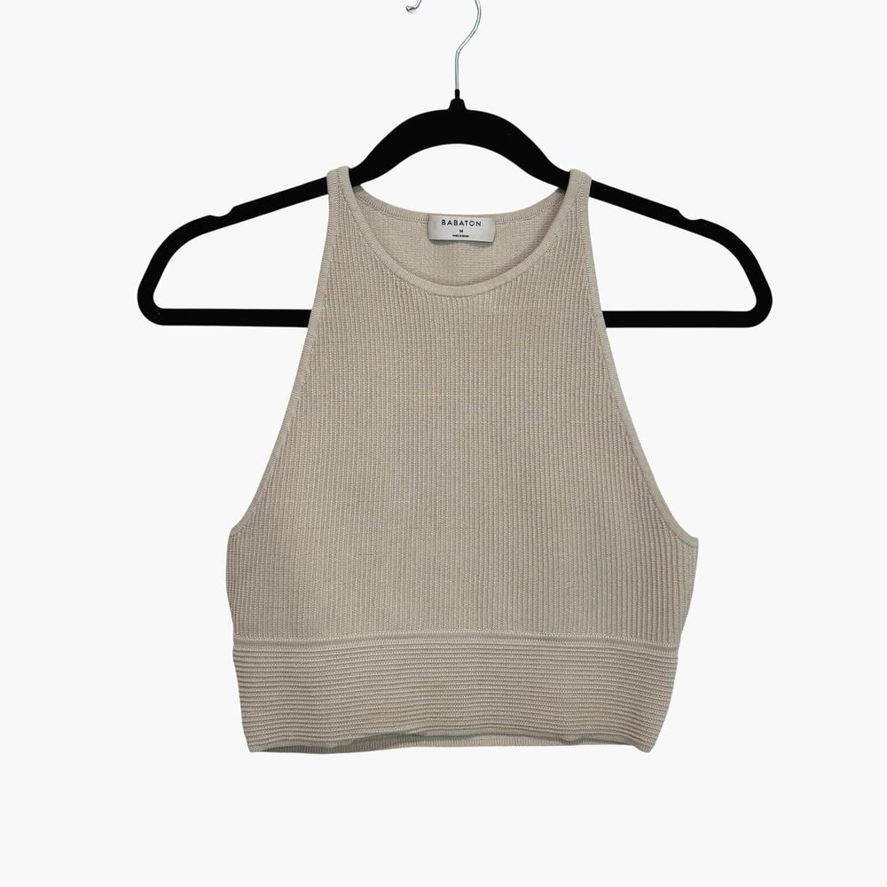 Babaton Aritzia Ribbed Crop‎ Tank Neutral Timeless Basic Closet Staple M